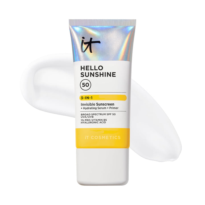 IT Cosmetics front packaging showing SPF 50 and clear finish for daily protection