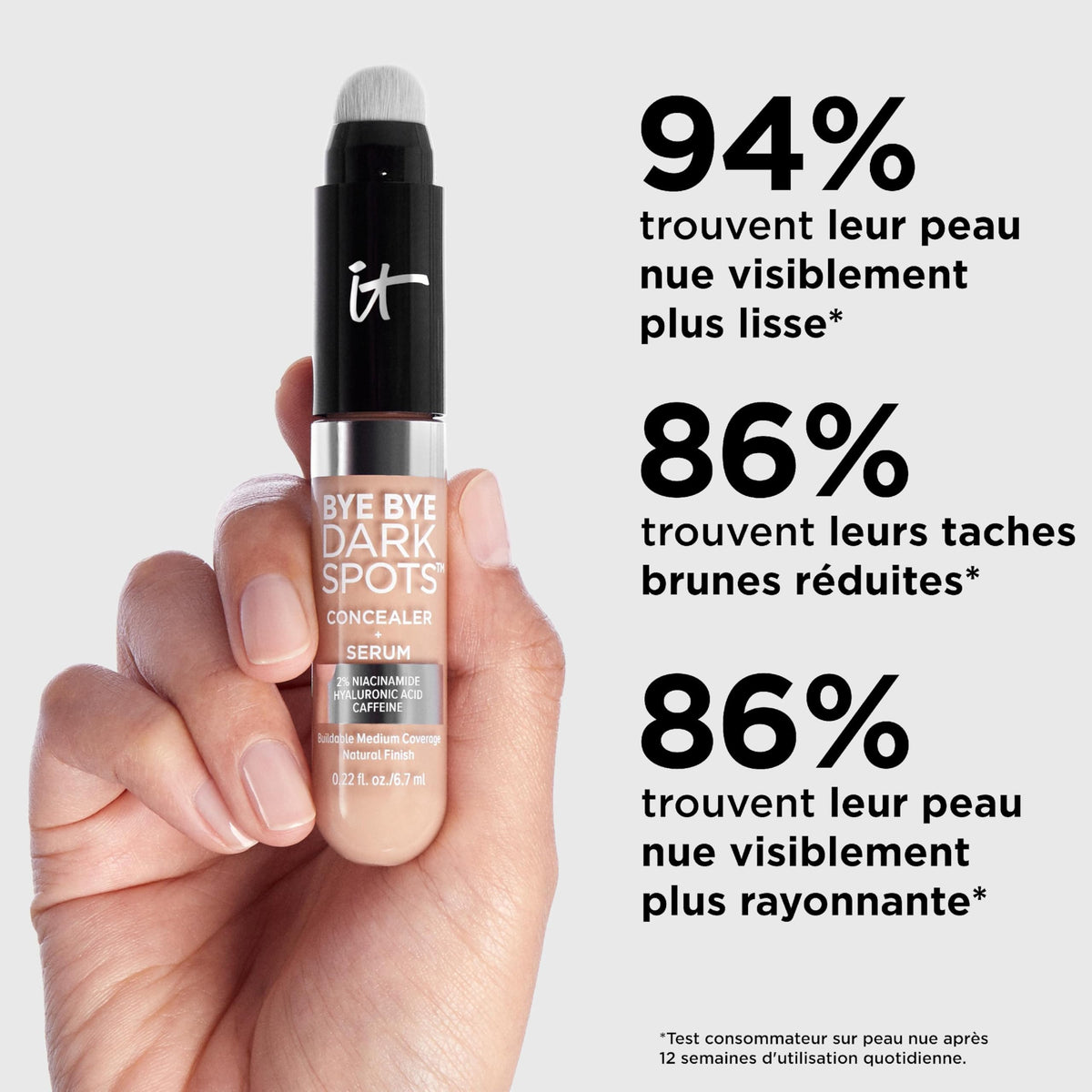 IT Cosmetics tube in hand to show size and travel-friendly convenience