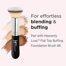Model wearing IT Cosmetics foundation showing illuminated skin and youthful glow
