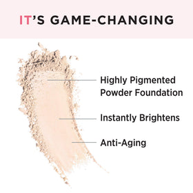 IT Cosmetics powder texture close-up showing smooth finish and blur effect