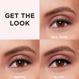 it cosmetics black eyeliner swatch showing intense pigment and blendability benefit