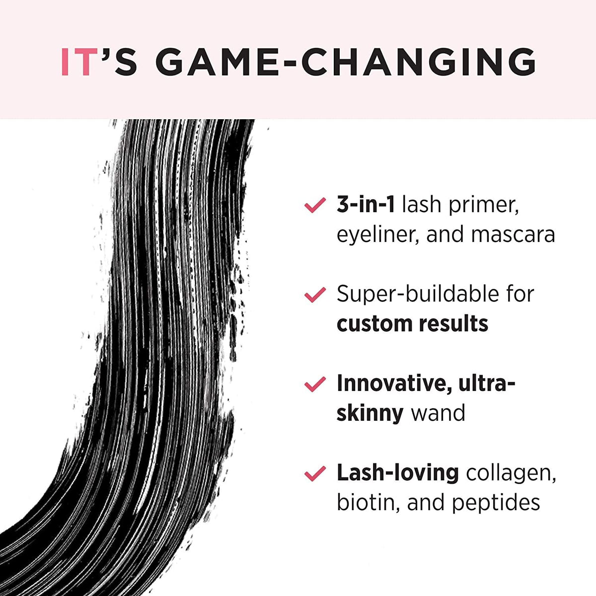 IT Cosmetics Tightline on model eye illustrating tightline effect and defined, separated lashes