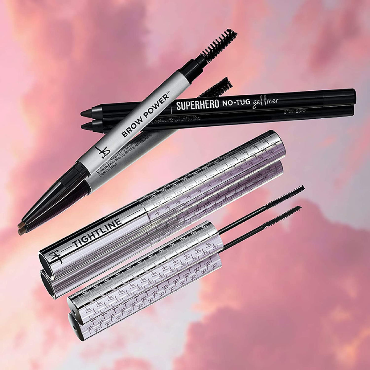 IT Cosmetics Tightline beside a coin to show compact 0.12 fl oz size for travel convenience