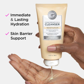 IT Cosmetics in-use at washbasin removing makeup for a refreshed feel