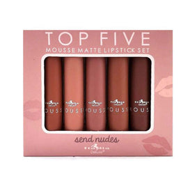 Italia Deluxe front packaging showing all five mousse matte lipsticks and variety