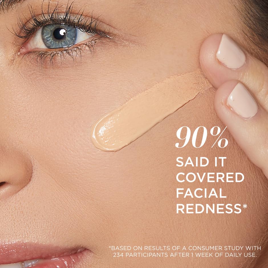 IT Cosmetics before and after showing redness neutralized and improved complexion
