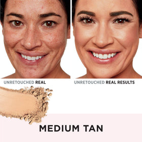 IT Cosmetics brush applying powder demonstrating buildable coverage and soft-focus benefit
