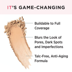 IT Cosmetics close-up of powder texture highlighting smooth, blurring pigments for flawless skin