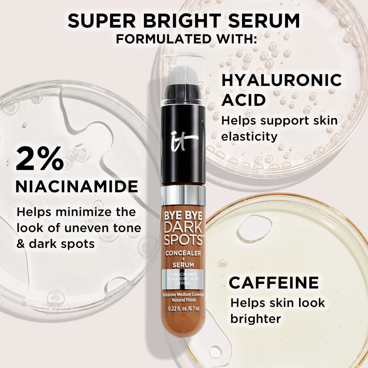 IT Cosmetics concealer applied under eye on model demonstrating natural brightening effect