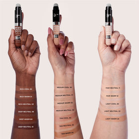 IT Cosmetics concealer texture swatches illustrating creamy coverage and blendability benefit