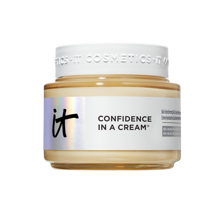 IT Cosmetics jar front packaging showing product and benefit of hydration