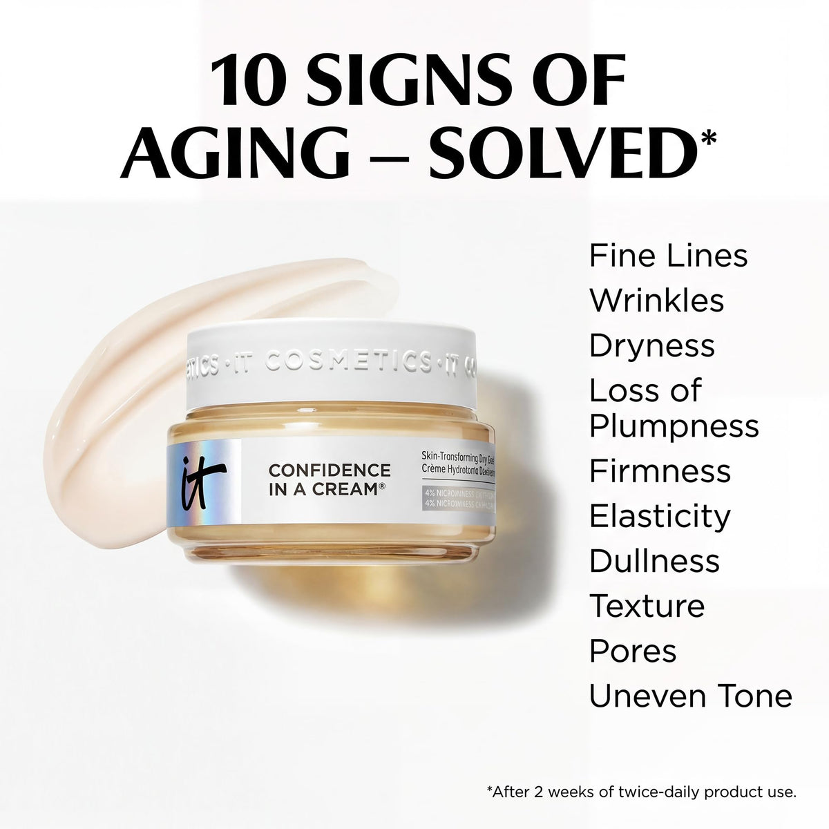 IT Cosmetics open jar revealing cream texture and barrier-repairing benefits