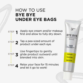 IT Cosmetics close-up under eye after drying showing transparent finish and lifted look