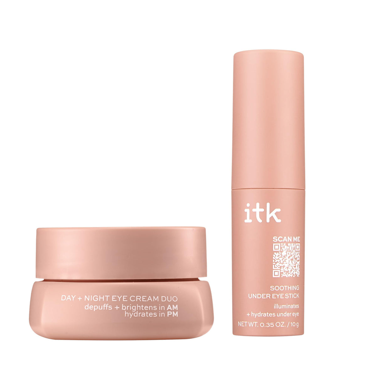 ITK front packaging of the eye cream set showing trio and benefits