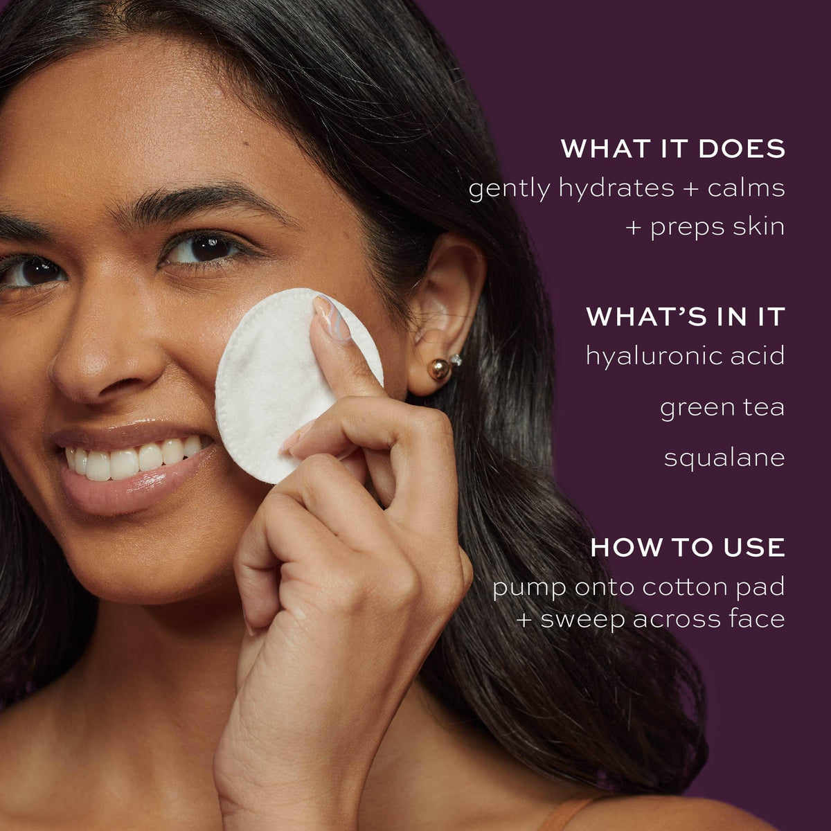 ITK ingredients label close view highlighting hyaluronic acid, green tea, squalane benefits