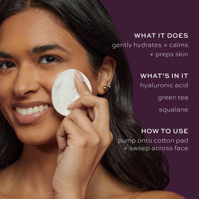 ITK ingredients label close view highlighting hyaluronic acid, green tea, squalane benefits