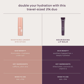 ITK lip balm tube close-up highlighting shea butter formula for hydrated lips