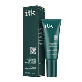 ITK front packaging of weightless moisturizer shows brand and size benefits