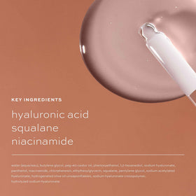 ITK serum ingredients label displaying hyaluronic acid, niacinamide and squalane