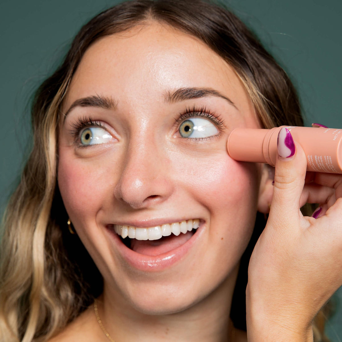 ITK under eye stick label close-up featuring ingredient callouts for gentle care