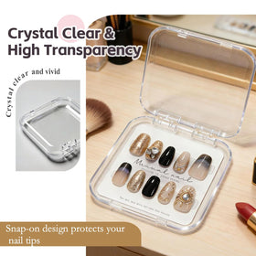 ITQUTC open box with mounted press-on nails showing protection benefit