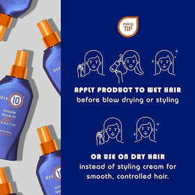 It's A 10 application on damp hair showing detangling ease and faster styling