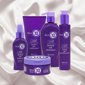 It's A 10 application on damp hair demonstrating smoother styling and reduced frizz