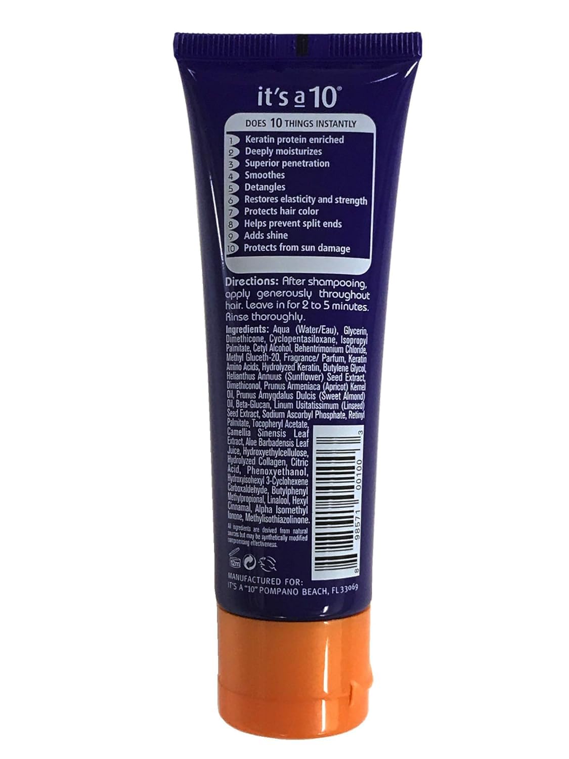 It's A 10 close-up of conditioner on wet hair demonstrating detangling and shine