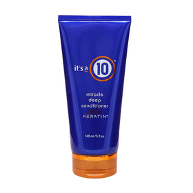 It's a 10 deep conditioner close-up texture shot highlighting keratin-rich moisture benefits