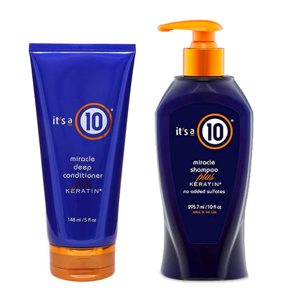 It's a 10 duo front packaging showing shampoo and conditioner for visible repair and shine