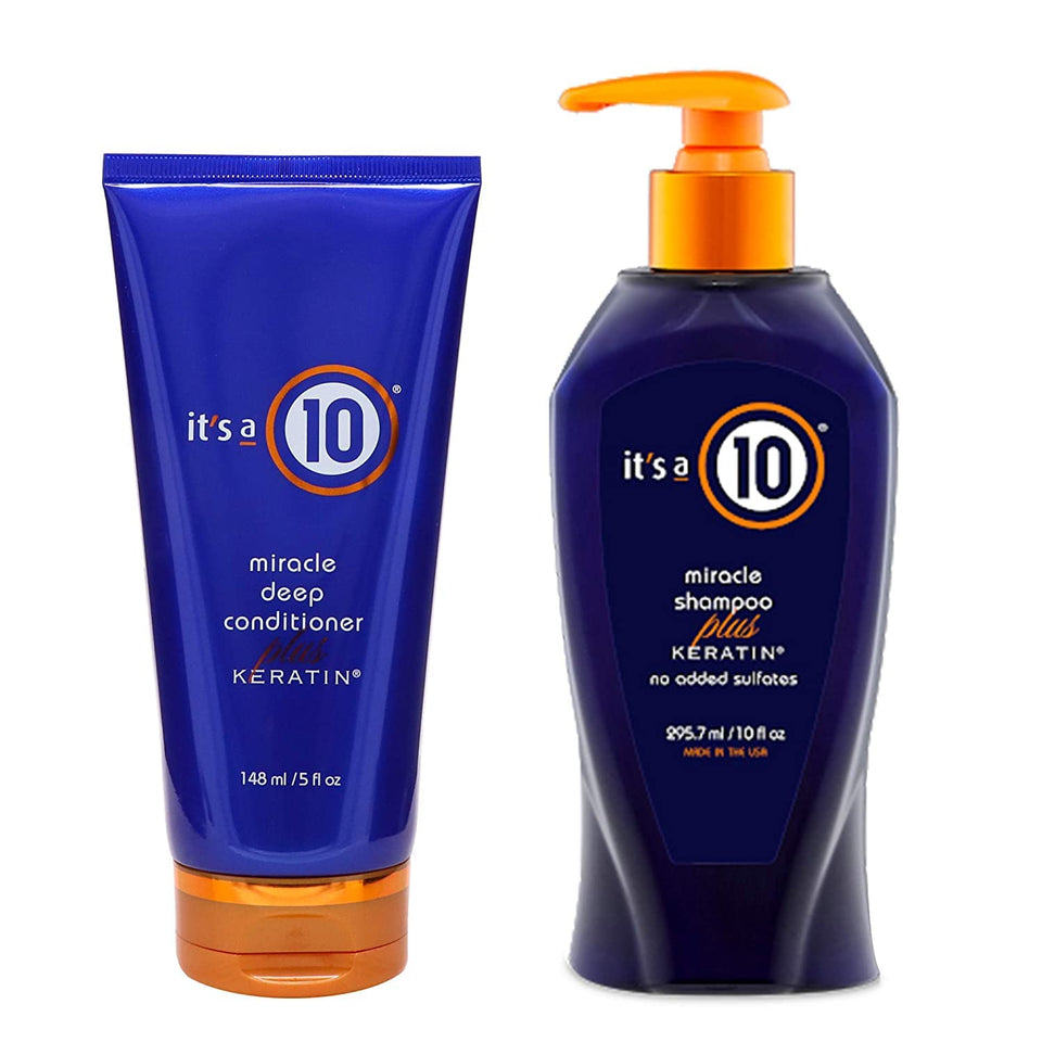 It's a 10 duo front packaging showing shampoo and conditioner for visible repair and shine