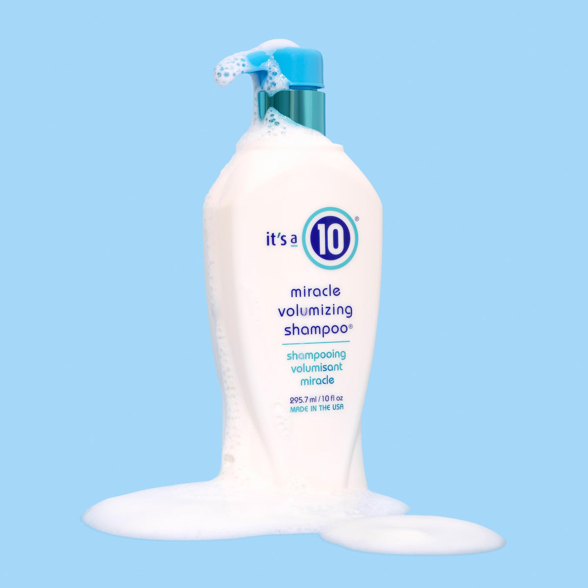 Its A 10 foam texture closeup showing bubbly lather that clarifies hair and lifts residue