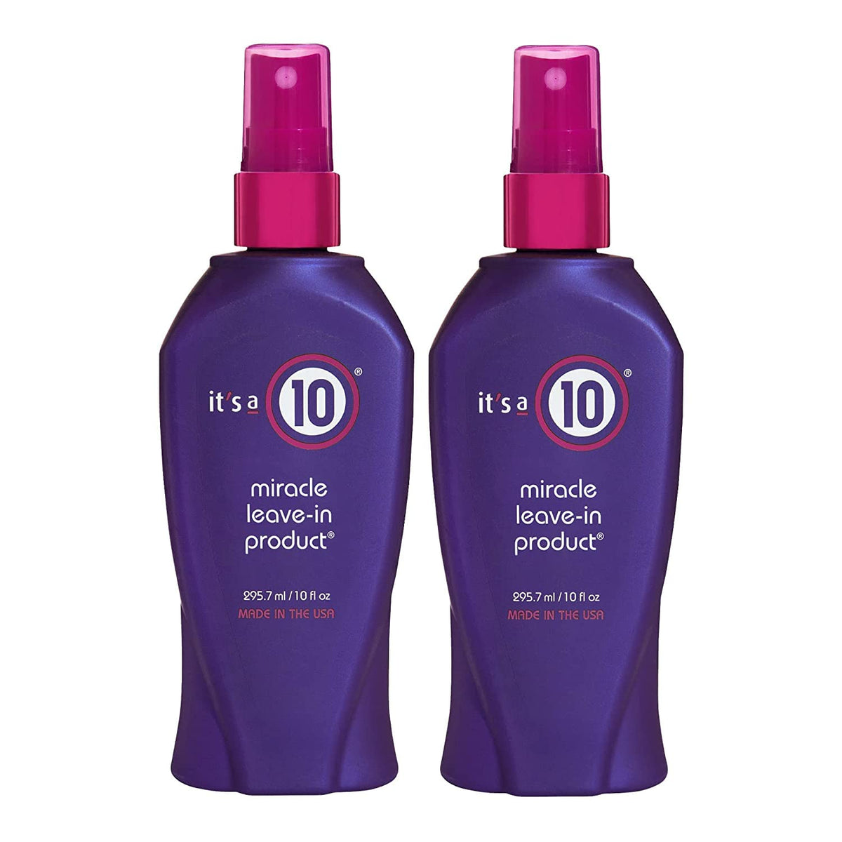 It's a 10 front packaging two 10 oz bottles showing product details and convenience