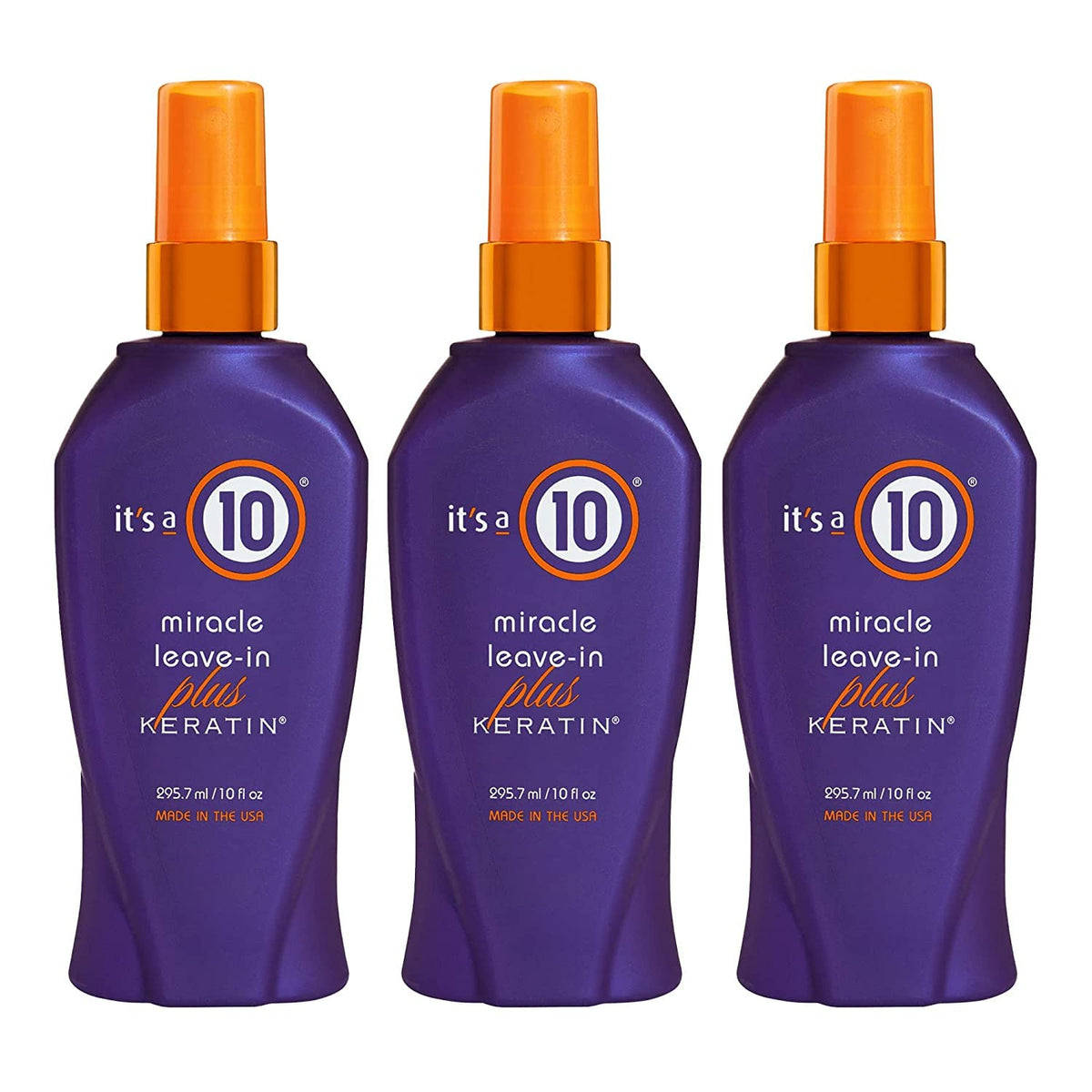 It's a 10 Haircare front bottle showing label and keratin benefits