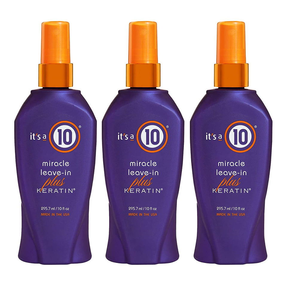It's a 10 Haircare front bottle showing label and keratin benefits