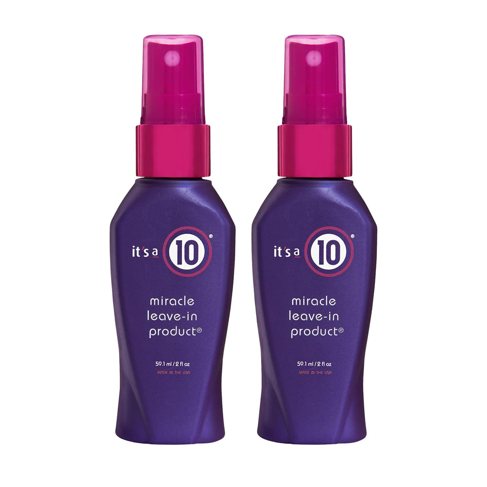 It's a 10 front packaging showing two 2 fl oz bottles for travel convenience and multi-benefit care
