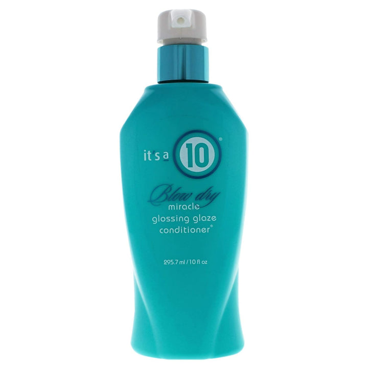 It's a 10 bottle front view showing glossing conditioner for shiny smoother blowouts