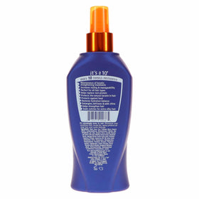 It's a 10 Haircare spray in hand being applied to damp hair for easier detangling