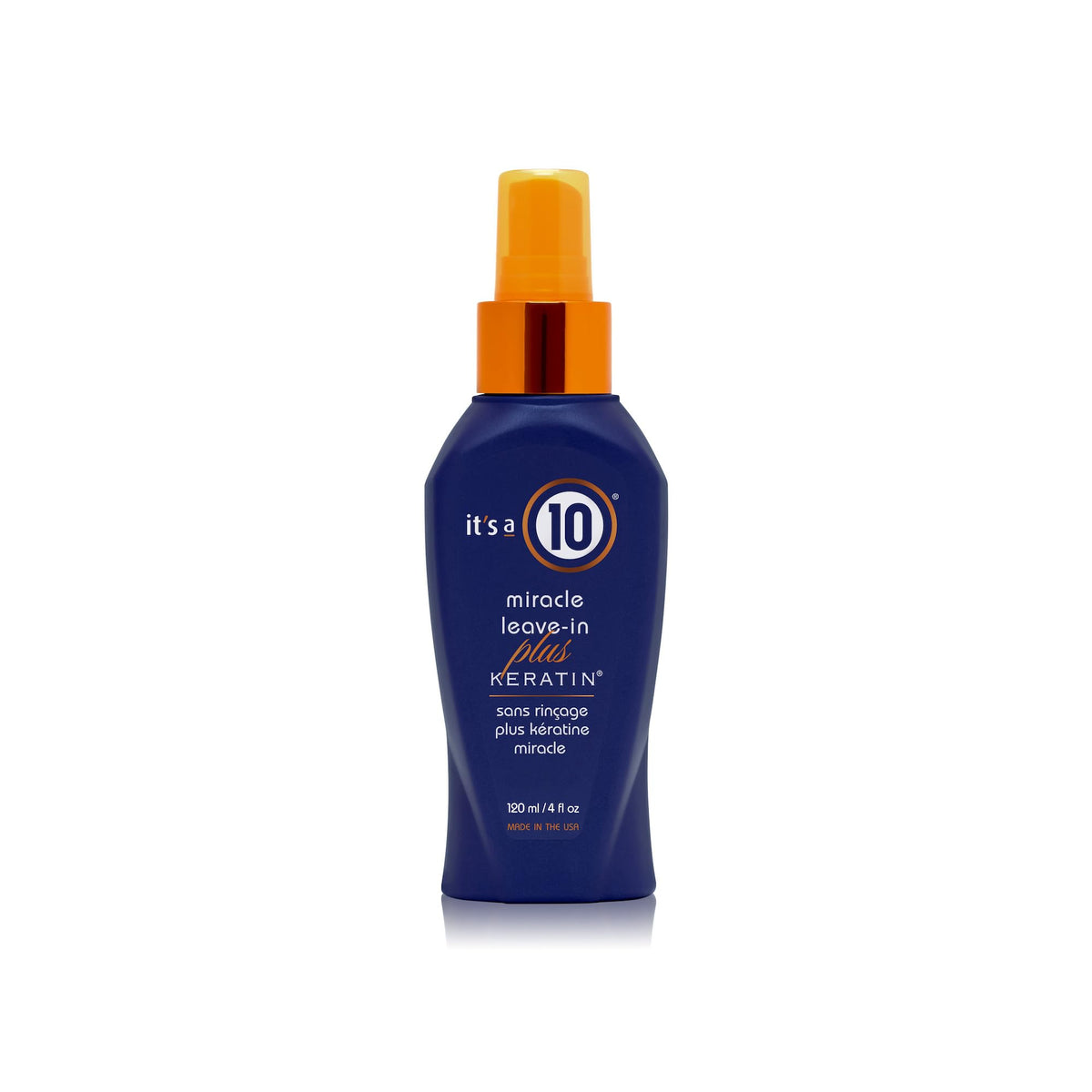 It's A 10 front bottle image showing label and compact 4 oz size benefit travel convenience