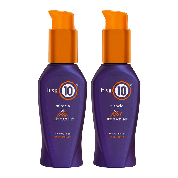 It's a 10 front packaging showing twin 3 fl. oz. bottles and clear labeling for convenience