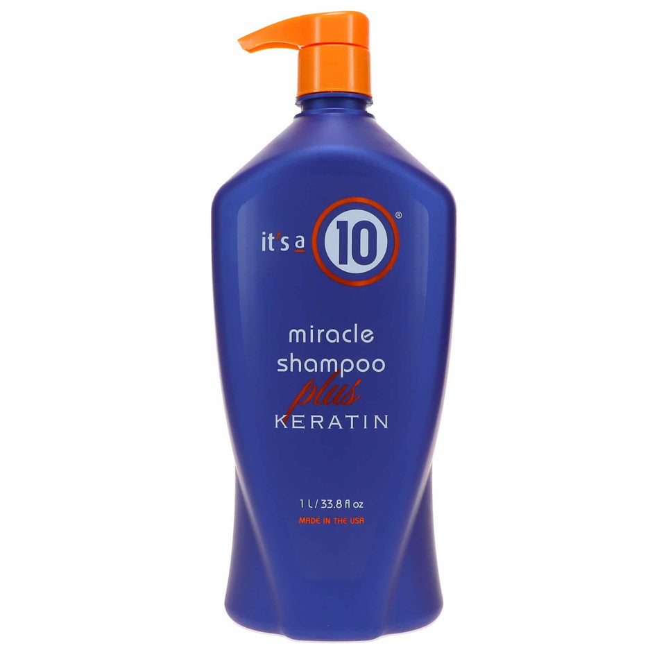 It's A 10 front bottle view showing label and size, highlights long-lasting value
