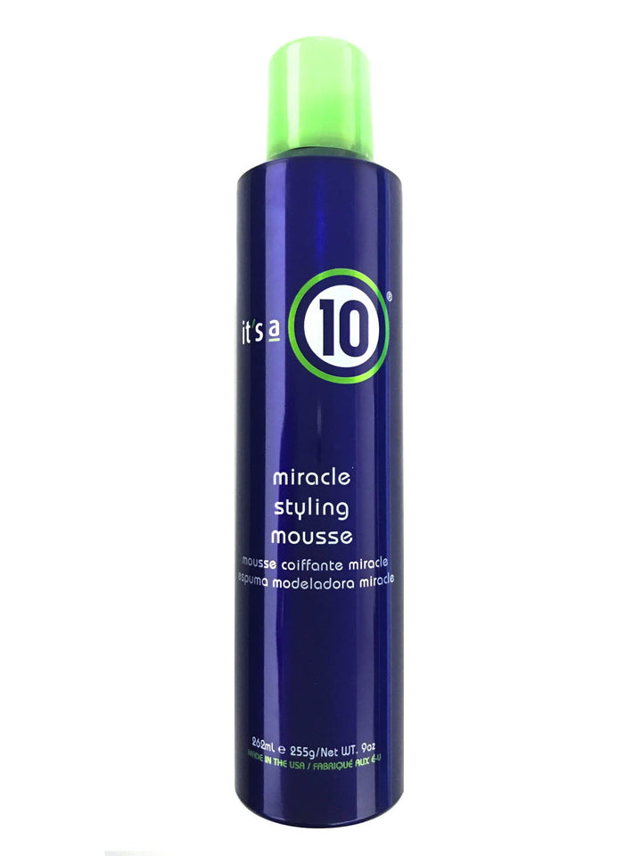 It's A 10 Miracle Styling Mousse front bottle shows label and benefits