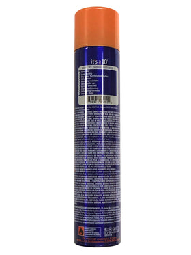 It's a 10 hairspray being misted on hair for flexible hold and added shine