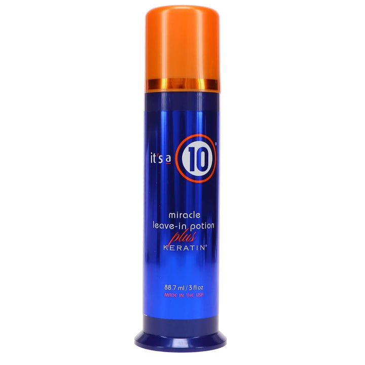 It's a 10 Haircare bottle front view showing label and compact size for travel