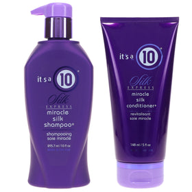 It's a 10 front packaging of Silk Express duo showing bottles and labels for easy identification and shelf appeal