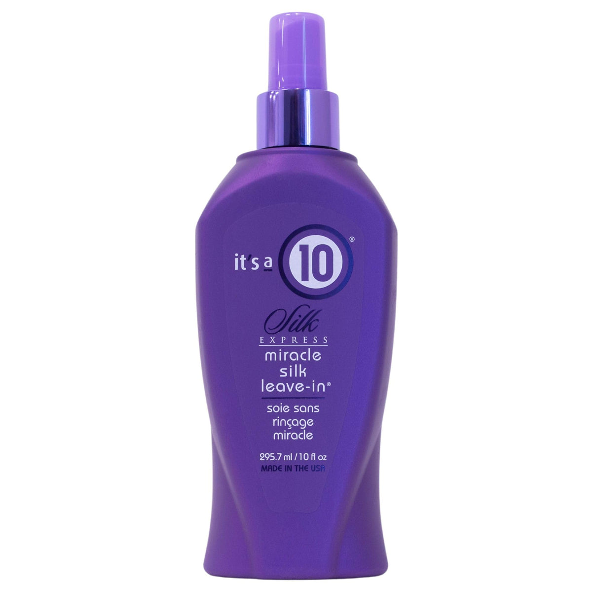 It's A 10 Haircare front bottle image showing sleek packaging and easy-to-spray application benefit