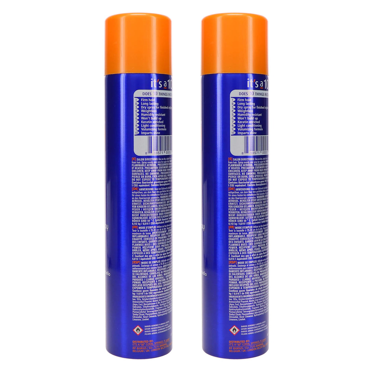 It's a 10 fine mist spray texture on hair showing lightweight, non-stiff finish