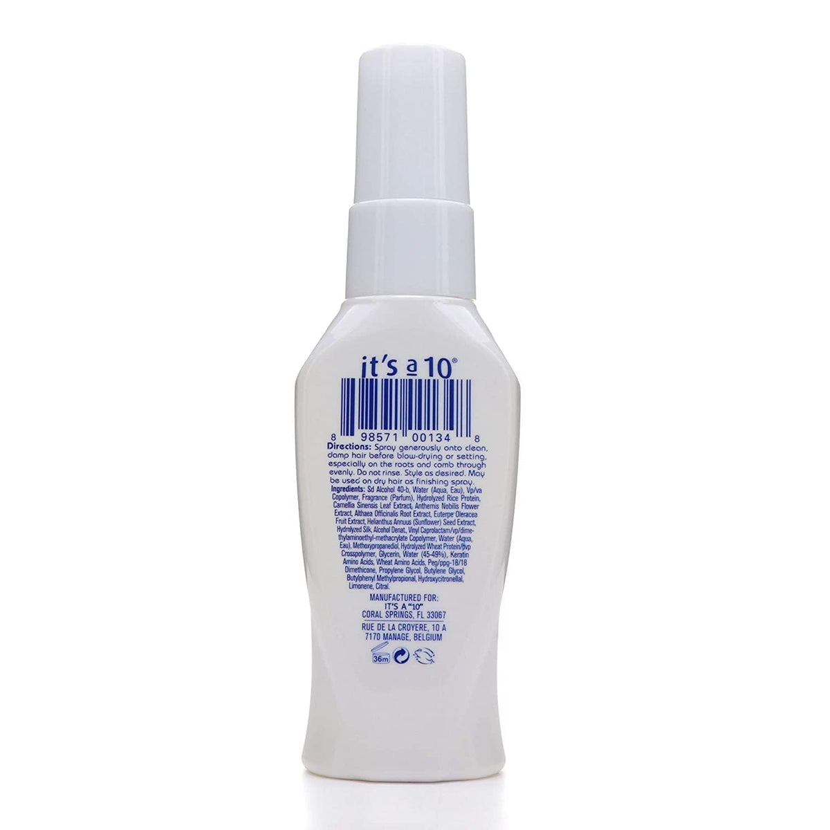 It’s a 10 spray being applied to damp hair to create lift and manageable volume