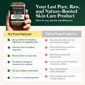 It's Pure Natural bar split open showing unrefined interior and nourishing oils