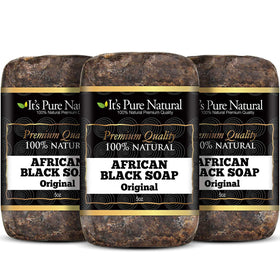 It's Pure Natural front packaging showing three soap bars and organic origin benefits